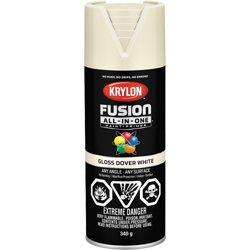 Peinture &agrave; pulv&eacute;riser tout en un Fusion, Blanc Dover, Brillant, 12 oz, Canette a&eacute;rosol NTL Industrial