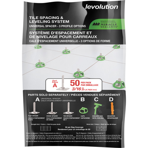 Cales d'espacement universelles Miracle Sealants Levolution NTL Industrial