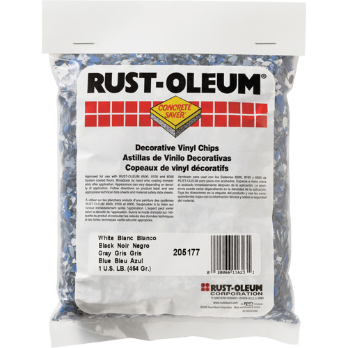 Pastilles de vinyle d&eacute;coratives Concrete Saver, 0,5 kg, Sac, M&eacute;lange noir/blanc/bleu NTL Industrial