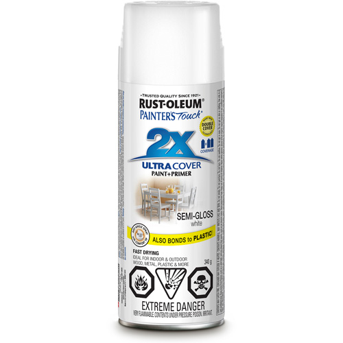 Peinture &agrave; pouvoir couvrant &eacute;lev&eacute; Painter's Touch, Blanc, Semi-brillant, Canette a&eacute;rosol NTL Industrial