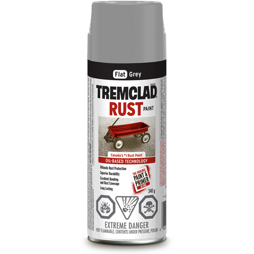 Tremclad&reg; Oil Based Rust Paint, Grey, Very Flat, Aerosol Can NTL Industrial