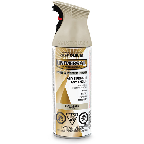 Universal&reg; Enamel Paint & Primer In One, Ivory White, Semi-Gloss, Aerosol Can NTL Industrial