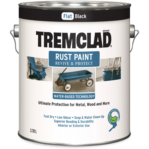 Tremclad&reg; Water-Based Rust Paint, 3.78 L, Gallon, Black NTL Industrial