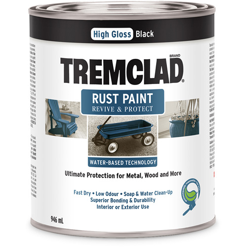 Tremclad&reg; Water-Based Rust Paint, 946 ml, Can, Black NTL Industrial
