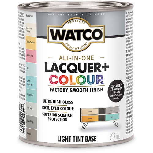 Composant de base clair pour finition laqu&eacute;e + couleur tout-en-un Watco, 946 ml, Base &agrave; ton clair, Tr&egrave;s brillant NTL Industrial