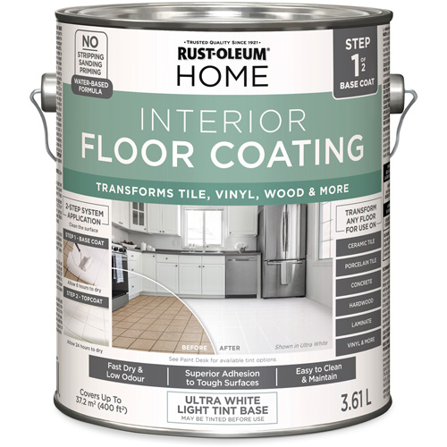 Couche de fond pour syst&egrave;me de rev&ecirc;tement de plancher int&eacute;rieur &agrave; la maison, 3,61 L, &agrave; l'eau, Tr&egrave;s mat, Base &agrave; teinter/Blanc NTL Industrial