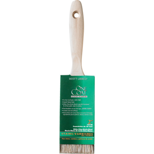 Pinceau pour murs et moulures One Coat, Soie blanche, Manche Bois, Largeur de 2" NTL Industrial