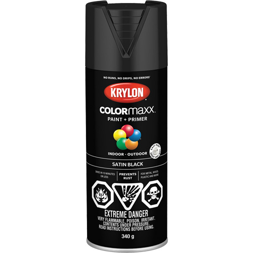 COLORmaxx Paint + Primer, Black, Semi-Flat, 12 oz., Aerosol Can NTL Industrial