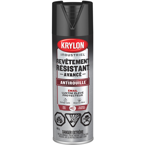 Peinture Tough Coat avec technologie Rust Barrier, Noir, Tr&egrave;s brillant, 425 g, Canette a&eacute;rosol NTL Industrial