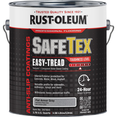SafeTex&reg; Easy-Tread Acrylic Coating, 1 gal., Water-Based, Flat/Textured, Grey NTL Industrial