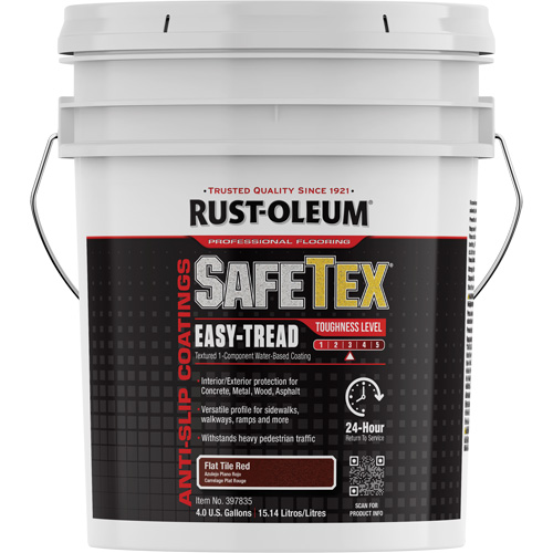 SafeTex&reg; Easy-Tread Acrylic Coating, 4 gal., Water-Based, Flat/Textured, Red NTL Industrial