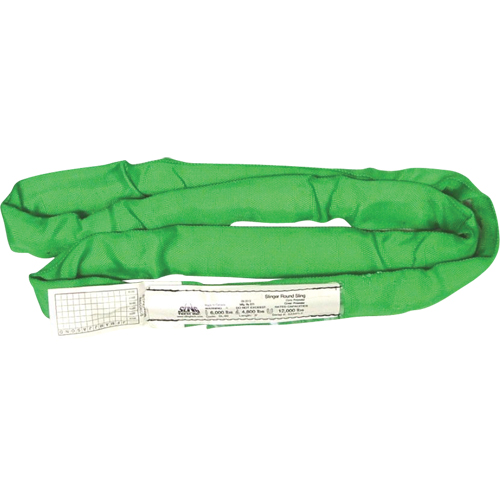 Round Slings, Green, 2" W x 4' L, 6000 lbs. Vertical Load NTL Industrial