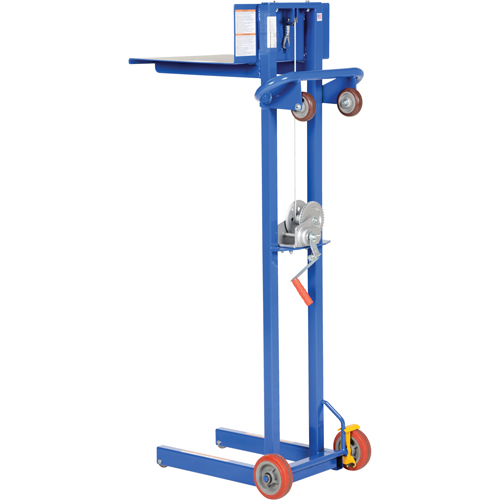 Platform Lift Stacker, Hand Winch Operated, 400 lbs. Capacity, 58" Max Lift NTL Industrial
