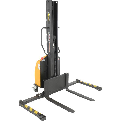 Narrow Mast Powered Lift Stacker, Electric Operated, 1000 lbs. Capacity, 63" Max Lift NTL Industrial