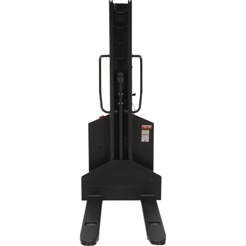 Narrow Mast Powered Lift Stacker, Electric Operated, 1000 lbs. Capacity, 63" Max Lift NTL Industrial