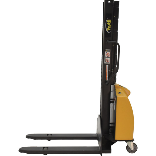 Narrow Mast Powered Lift Stacker, Electric Operated, 1000 lbs. Capacity, 63" Max Lift NTL Industrial