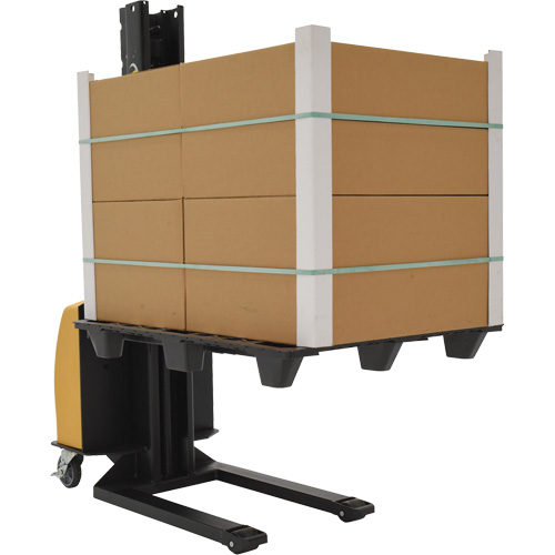 Narrow Mast Powered Lift Stacker, Electric Operated, 1000 lbs. Capacity, 63" Max Lift NTL Industrial