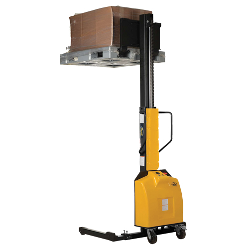 Narrow Mast Powered Lift Stacker, Electric Operated, 1500 lbs. Capacity, 98" Max Lift NTL Industrial
