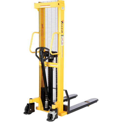 Manual Hydraulic Stacker, Hand Pump Operated, 2000 lbs. Capacity, 63" Max Lift NTL Industrial