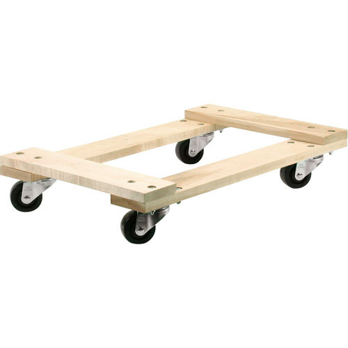 Wood Dollies - Medium-Duty, Polyolefin Wheels, 900 lbs. Capacity, 18" W x 24" D x 7" H NTL Industrial