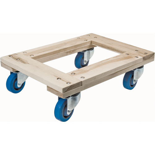 Wood Dollies - Heavy-Duty, Rubber Wheels, 1400 lbs. Capacity, 18" W x 30" D x 7" H NTL Industrial