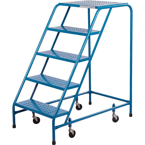 CSA-Certified Rolling Step Ladder, 5 Steps, 22" Step Width, 46" Platform Height, Steel NTL Industrial