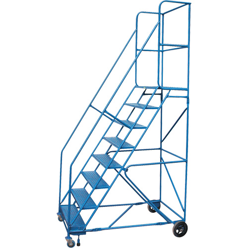 CSA-Certified Rolling Step Ladder with Locking Step, 8 Steps, 30" Step Width, 72" Platform Height, Steel NTL Industrial