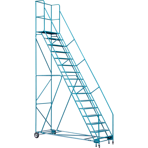 Escabeau roulant certifi&eacute; par la CSA avec pied verrouillable, 16 marches, Largeur de la marche 30", Hauteur de la plateforme 144", Acier NTL Industrial