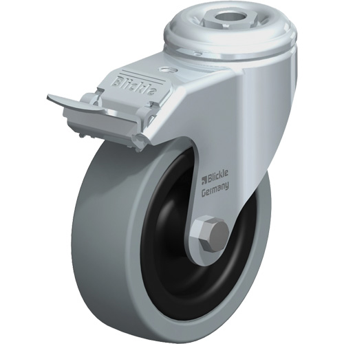 Roulette pour usage l&eacute;ger, Pivotant avec frein, 4" (101,6 mm), Caoutchouc plein, 242 lb (110 kg) NTL Industrial