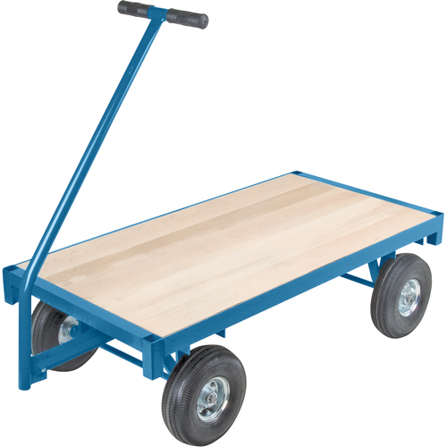 Ergonomic Platform Wagon Trucks, 36" W x 72" L, 45" Handle, 1000 lbs. Capacity, 10" Wheel Dia., Pneumatic Wheels NTL Industrial