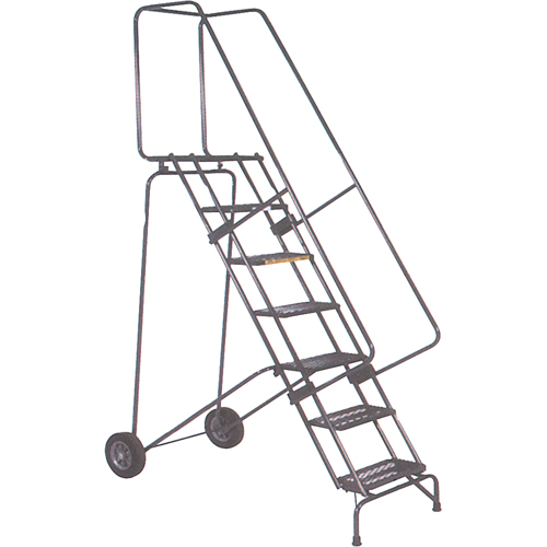 Fold-N-Store Rolling Ladders, 12 Steps, Perforated, 120" High NTL Industrial