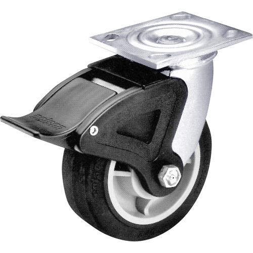 Total Locking Caster, Swivel with Brake, 6" (152.4 mm), Rubber, 500 lbs. (227 kg.) NTL Industrial