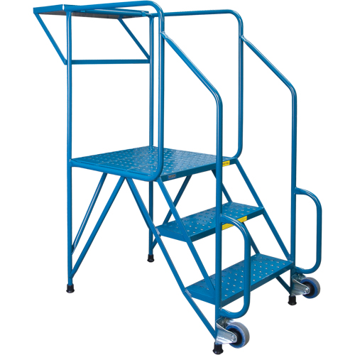 Mechanics/Maintenance Rolling Ladder, Steel, 3 Steps, 28" Platform Height NTL Industrial