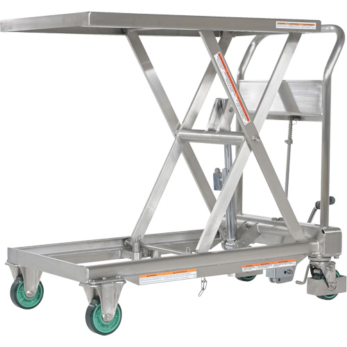 Table &eacute;l&eacute;vatrice hydraulique &agrave; ciseaux, 31-1/2" lo x 19-1/2" la, Acier inoxydable, Capacit&eacute; 550 lb NTL Industrial