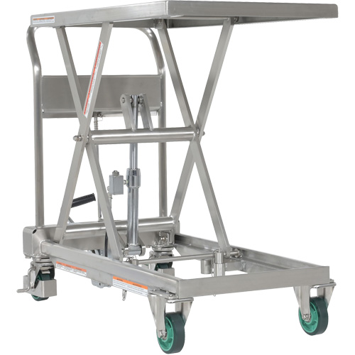 Table &eacute;l&eacute;vatrice hydraulique &agrave; ciseaux, 31-1/2" lo x 19-1/2" la, Acier inoxydable, Capacit&eacute; 550 lb NTL Industrial