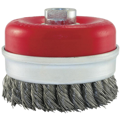 Brosse boisseau &agrave; fils li&eacute;s et nou&eacute;s, 5" dia. x 5/8"-11 arbre NTL Industrial