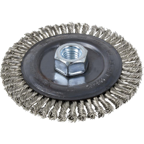 Brosse pour cordon de soudure, Dia. 4", Fils 0,022", Arbre 5/8"-11, Acier inoxydable NTL Industrial