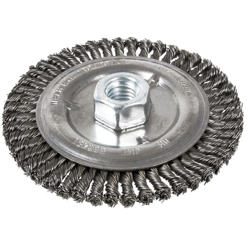 Stringer Bead Brush, 5" Dia., 0.022" Fill, 5/8"-11 Arbor, Steel NTL Industrial