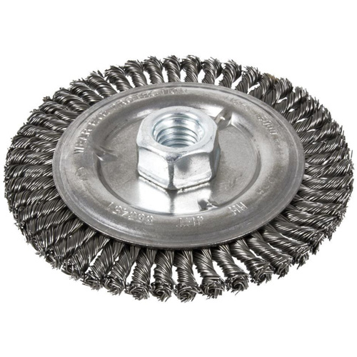 Stringer Bead Brush, 6" Dia., 0.022" Fill, 5/8"-11 Arbor, Steel NTL Industrial