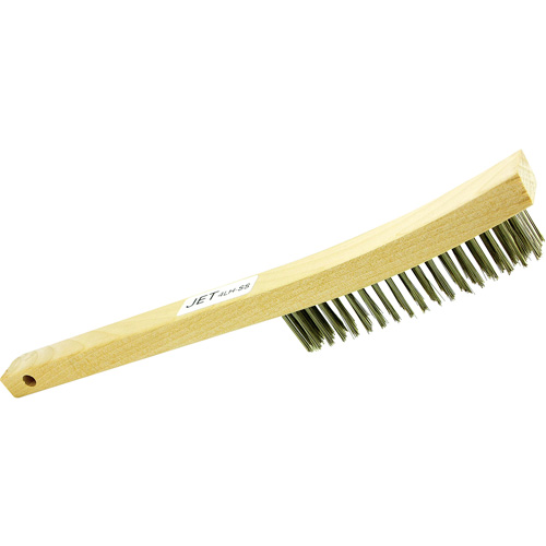 4LHSS 4-Row Long Handle Hand Wire Scratch Brush, Stainless Steel, 4 x 19 Wire Rows, 13-3/4" Long NTL Industrial