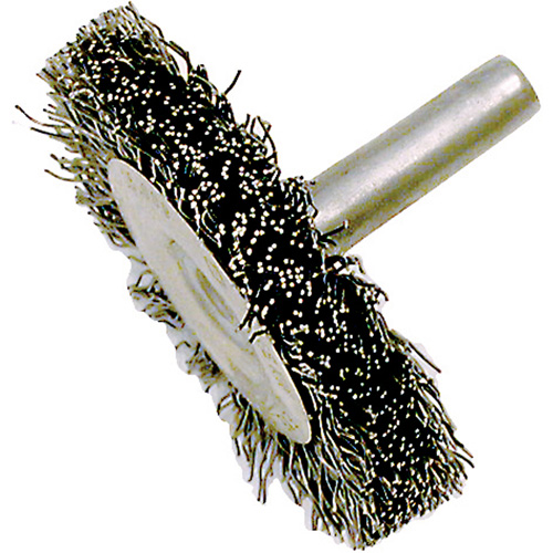 Brosse radiale &agrave; fils cr&ecirc;p&eacute;s mont&eacute; sur mandrin ER200-12, 2", Fils ,012" NTL Industrial