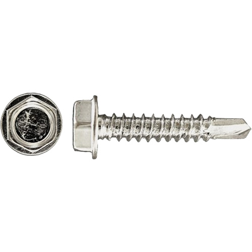 100-Piece Drill-X&reg; Hex HD Tapping Screws, #12 Dia., 1-1/4" L, Zinc Plated NTL Industrial