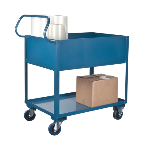 Deep Lipped Service Cart, 2 Tiers, 24" W x 47" H x 36" D, 1200 lbs. Capacity NTL Industrial