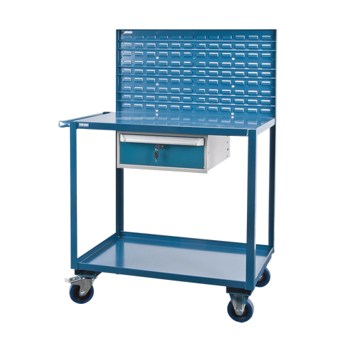 Mobile Service Cart, 2 Tiers, 24" W x 57" H x 40" D, 1200 lbs. Capacity NTL Industrial