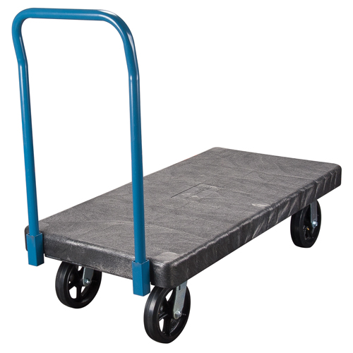 Plastic Platform Trucks, 48" L x 24" W, 2000 lbs. Cap., Mold-on Rubber Wheels NTL Industrial