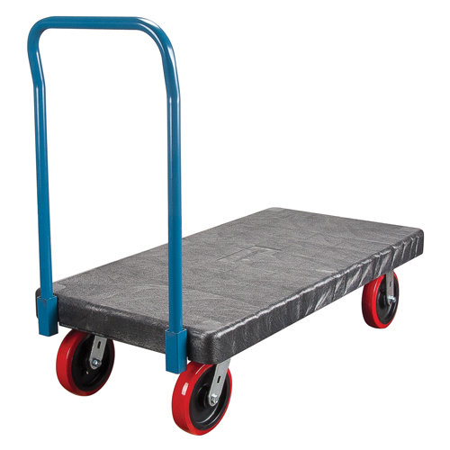 Plastic Platform Truck, 48" L x 24" W, 2500 lbs. Cap., Polyurethane Wheels NTL Industrial