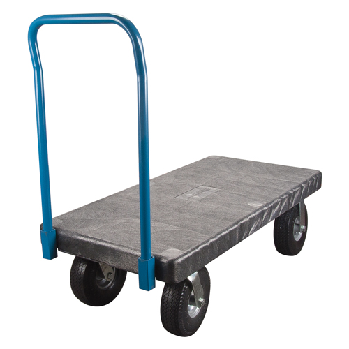 Plastic Platform Truck, 48" L x 24" W, 1000 lbs. Cap., Pneumatic Wheels NTL Industrial