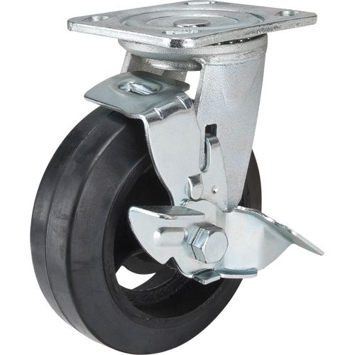 Roulette moul&eacute;, Pivotant avec frein, 6" (152,4 mm), Caoutchouc, 550 lb (249 kg) NTL Industrial