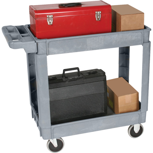 Deluxe Utility Cart, 2 Tiers, 25" x 35-1/2" x 43.5"/43-1/2", 550 lbs. Capacity NTL Industrial