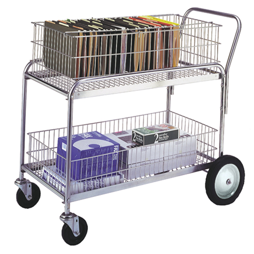 Chariot de bureau en treillis m&eacute;tallique pour le courrier, 250 lb Capacit&eacute;, Chrome, 23-3/4" p x 43" la x 38-1/2" h, Chrom&eacute; NTL Industrial